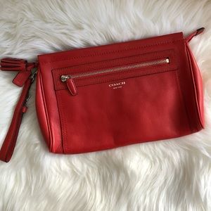 Coach Red Leather Clutch Wristlet